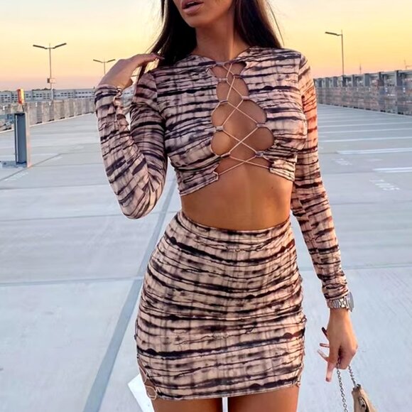 Two piece skirt tie up set XS - Picture 1 of 2